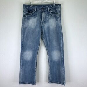 Flypaper Jeans Mens 36x30 Bootcut Blue Denim Distressed